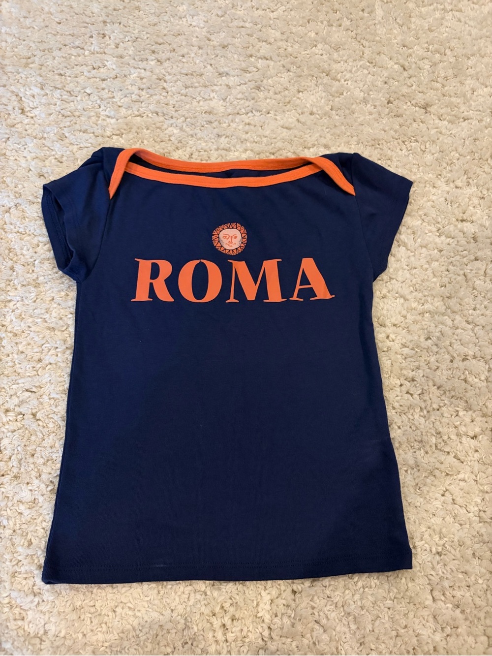 BDG Navy Tee with Orange ROMA Print